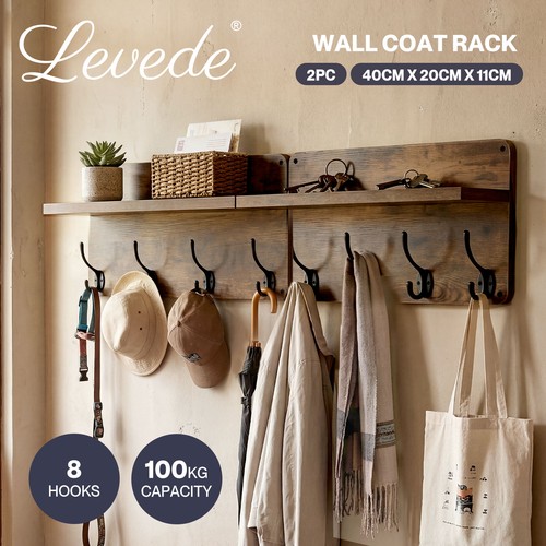 Levede wall coat rack pcs - levede, 8
